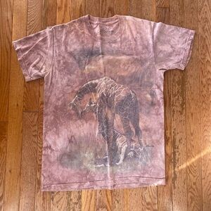 burnt orange brown giraffe acid wash vintage graphic tee shirt